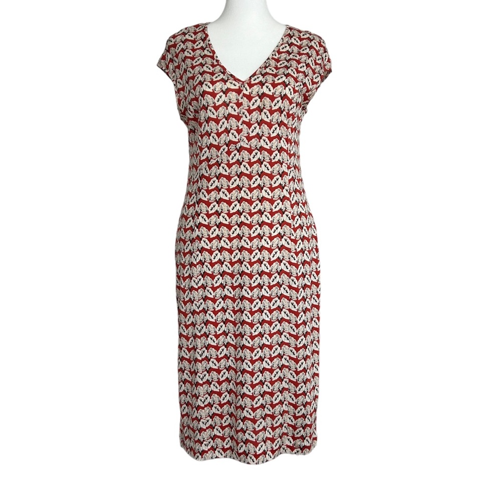 Tory Burch Sophia‎ Poppy Floral Print Silk V-Neck Resort Coastal Boho Dress (S)